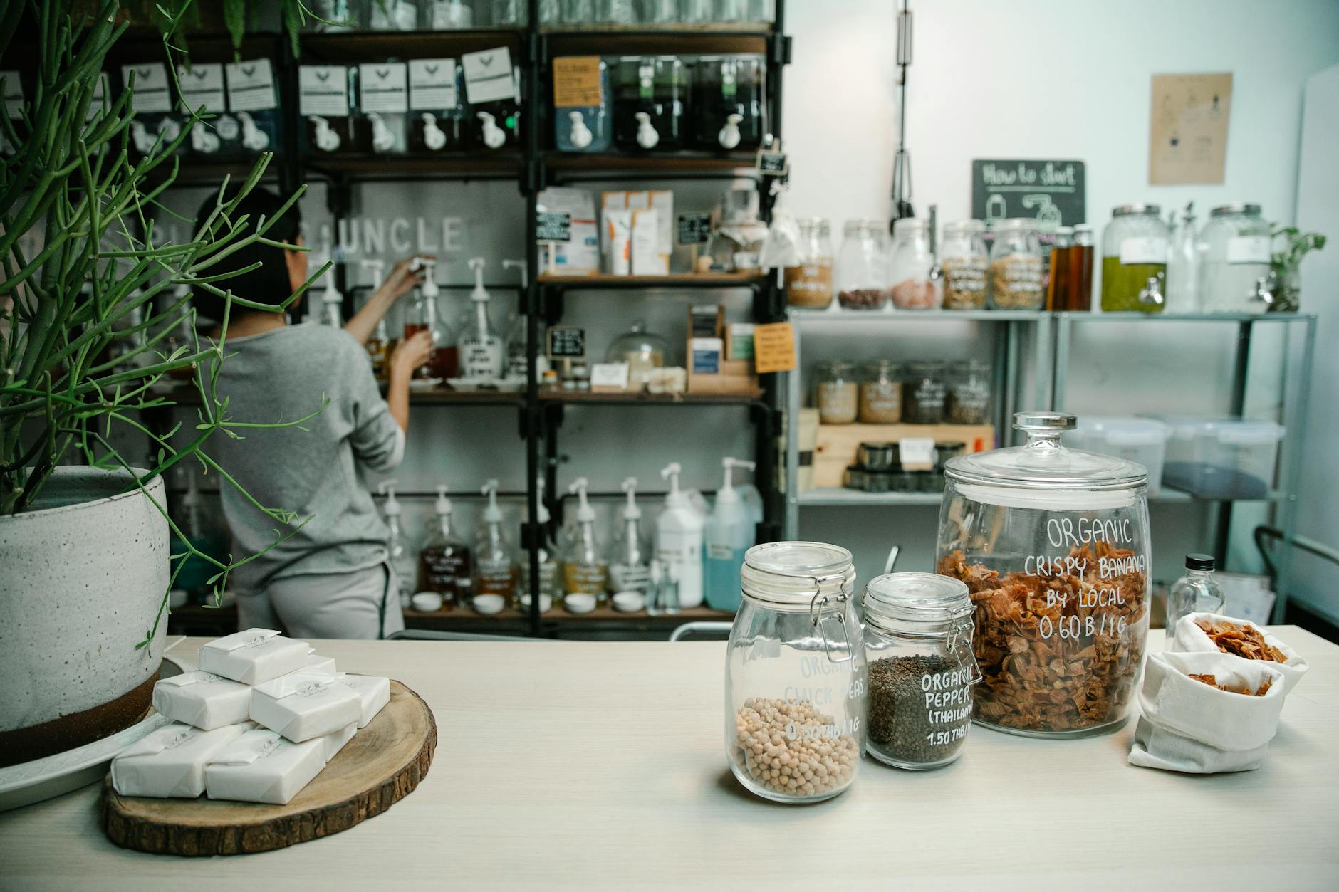 organic food on table in store